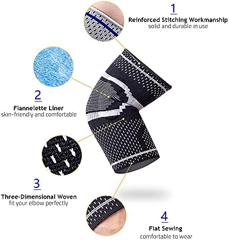 1Pair Silicone Elbow Protective Brace Sports Elbow Protector Sleeve High Elastic Elbow Brace for Cycling Basketball Tennis Gyms,Gray,S
