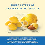 Snackathon Lemon Creme White Chocolate Covered Almonds, 7 oz Resealable Bag, Whole Roasted Almonds Coated in Lemon Cream and White Chocolate, Crunchy Citrus Nut Snack, Made in USA