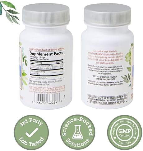 Quantum Health See Lutein+, Lutein & Zeaxanthin Eye Supplement, with Eye Vitamins C and E, Helps Maintain Overall Eye Health - 30 Softgels, 30-Day Supply