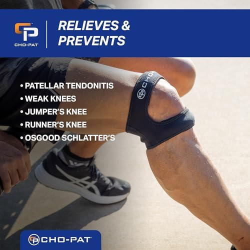 Cho-Pat Dual Action Lite, Adjustable & Lightweight Knee Support Strap for Tendonitis, Meniscus Tears, and Pain Relief, Large/X-Large (OSFM)