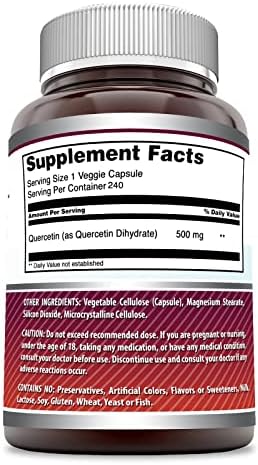 Amazing Formulas Quercetin 500mg Veggie Capsules Supplement | Non-GMO | Gluten Free | Supports Overall Health & Well Being (240 Count)