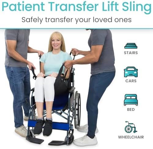Vive Transfer Sling for Elderly & Disabled - Patient Transfer Lift Assist Device for Wheelchair - Transfer Board Alternative for Stairs, Chairs & Cars - Portable Stair Lift for Seniors & Adults