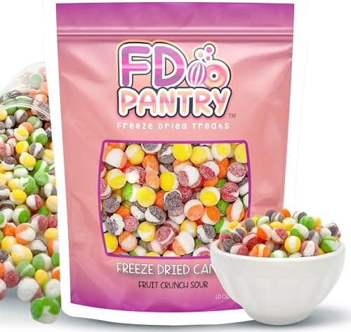 Fruit Crunch Sour Freeze Dried Candy 10oz, Assorted Sour Freeze Dried Candy Variety Pack 10 oz Large Pouch, Ideal Crunchy Freeze Dried Sweets Gift - Large Resealable Bag