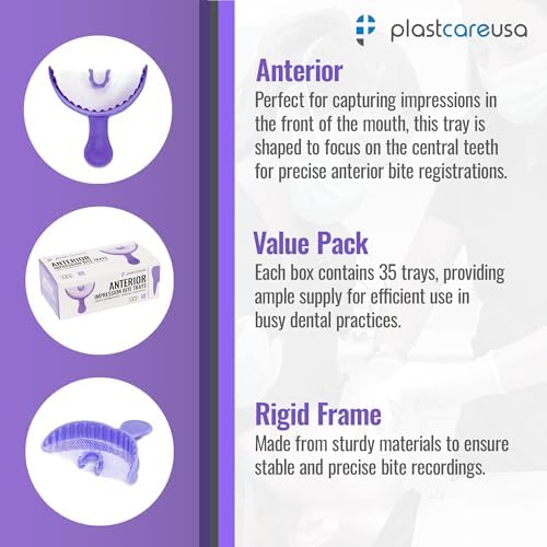 35 Anterior Disposable Dental Bite Registration Trays, Dental Impressions Trays for Teeth Molds, 1 Box of 35 Bite Trays