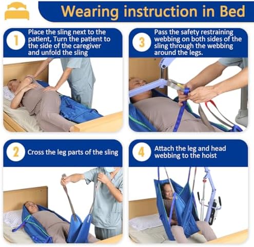 Patient Lift Slings for Home Use,Transfer Aids for Disabled and Elderly, Divided Leg Sling with Head Support,Sling for Toileting, Supports up to 500 lbs (Large)