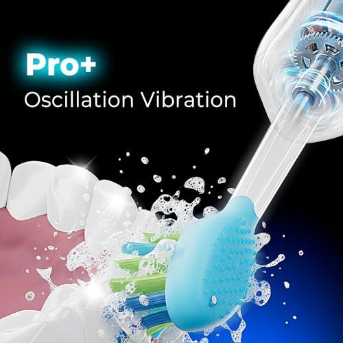 7AM2M Sonic Electric Toothbrush for Adults&Teens with LED Screen, 5 Modes, One Charge for 365 Days, 2 Minute Timer, with 8 Brush Heads and Travel Case (Light Blue)