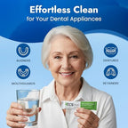 TCS Fresh Denture Cleaner – Professional Strength Concentrated Cleanser Mint Powder for Dental Cleaning – For Dentures, Night Guards, Aligners & Retainer Cleaner – 24 Packets (6 Month Supply)