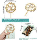 "yueton Mr & Mrs Wooden Cake Topper, Chic Rustic Style Wedding Engagement Cake Topper, Mr and Mrs Wreath Cake Decoration, Wedding Anniversary Party Supplies - with a Gift Box"