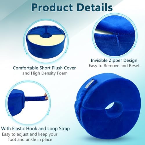 Foot Elevation Pillow Ankle Heel Cushion Wedge Foot Support Elevated Pillow Medical Ankle Foam for Sleeping Bed Sore Ulcer Foot Pressure Leg Rest Pillow After Surgery Recovery (Blue Large, 1 PCS)