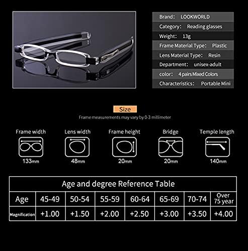 4 Pack Reading Glasses Readers for Women and Men Compact Portable Thin Small Lightweight Folding Reading Glasses