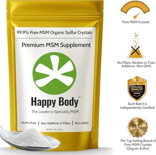 Organic Sulfur Crystals | 99.9% Pure MSM Crystals for Joint Support, Recovery, Hair, Skin & Nails | 90 Servings | 1 lb Bag
