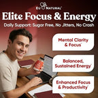 Eu Natural Elite Caffeine Pills with L-Theanine - 100mg Caffeine + 200mg L-Theanine - Jitter-Free Focused Energy & Clean Nootropic Stack - 120 Soft Capsules