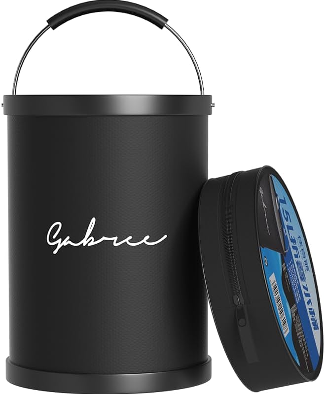4 Gallon Collapsible Bucket with Handle,Waterproof- Car Wash Bucket Foldable Water Storage Container for Camping Fishing Beach Gardening, Portable Laundry Wash Basin for RV Cleaning Supplies