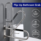 Toilet Grab Bar 31 Inch, BVTOURA Flip-Up Safety Rail with Soft Silicone Anti-Slip Finger-Grip Handle and Paper Holder, Stainless Steel U-Shaped Support Bar for Elderly Disabled, Brushed Nickel