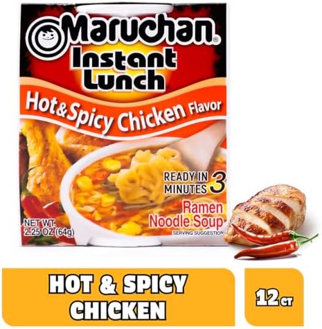 Maruchan Instant Lunch Hot & Spicy Chicken Flavor, 2.25 Oz, Pack of 12