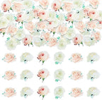 Gyufise 48Pcs White Edible Rose Cupcake Toppers for Baby Shower, Wedding, Bridal Shower, Birthday, Anniversary, Valentine's Day