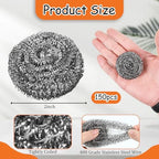 150 Pieces Stainless Steel Scourers Bulk Steel Wool Scrubbers Small 10 gram Metal Sponges Wire Scouring Pad for Stoves, Pots, Pans, Oven, Cooker Hoods for Kitchen Bathrooms(Separately Packaged)