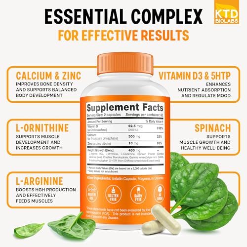 Pack of 2 Height Growth Maximizer - Made in USA - Natural Height Increase Booster & Teen Vitamins - Pills to Grow Taller at Any Age - Bone Growth Supplement for Adults & Kids - 120 capsules