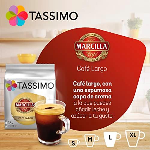Tassimo Marcilla Cafe Largo Large Breakfast Coffee Capsules T-Discs 5 Pack, 80 Drinks
