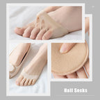 12 Pairs Metatarsal Pad for Women High Heel Cushion Ball of Foot Support No Show Toeless Half Socks, Breathable Cotton Half Sleeve Liner Miss Slip Front Feet Sponge Cushion