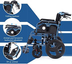 Medwarm Foldable Lightweight Wheelchair with Handbrakes, Wheelchairs for Adults, Weights Only 28.5 lbs, Durable Square Tube and Flip Up & Height Adjust Armrest (15inch Rear Wheel)