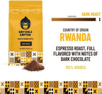 Gorilla's Coffee 100% Arabica - Dark Roast Ground Coffee, Fair Trade, Full Bodied, Bold, with a Touch of Smokiness | Premium Rwandan Coffee | Rich, Flavorful, and Aromatic (500g/17.6 oz)