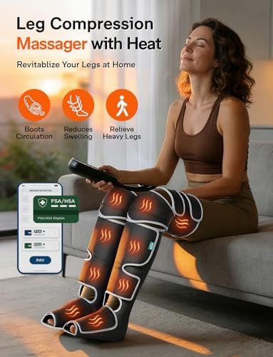 ALLJOY Leg Massager for Circulation and Pain Relief FSA, Gifts for Men Women Dad Mom, Leg Massager with Heat and Compression, 2 Heat 5 Modes 4 Intensities 4 Extenders