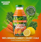 Wonder Green 100% Organic Carrot, Celery & Kale Cold Pressed Juice, 8.45 oz (6 Pack) | Vegetable Juice Blend, All Natural, No Additives or Preservatives, Not from Concentrate