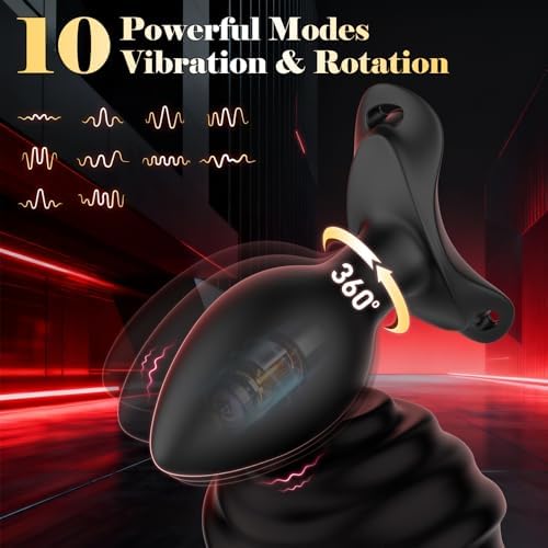 Rumpo Prostate Massager Anal Plug Vibrator, Remote Control Male Sex Toy Wearable Butt Plug Vibrating with 10 Vibration & Rotating Modes, Hands Free Bondage Gear for Man Women & Couples