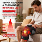 Morfone Red Light Therapy Device for Knee,3 Vibration Modes and 4 Heating Levels,5000mAh Wireless Rechargeable, 660nm and 850nm Infrared Red Light Therapy for Knee,Gifts for Women Men