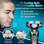 Men's Electric Razor, Upgraded 4D Floating Magnetic Blade Head Rotary Shaver, 3-in-1 Multifunctional for Beard/Nose/Sideburns, IPX7 Waterproof Rechargeable Cordless Shaver, Turbo Speed, Gift for Men