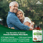 Zazzee Extra Strength French Maritime Pine Bark Extract 20:1, 350 mg Per Capsule, 95% Proanthocyanidins, 60 Vegan Capsules, 2 Month Supply, Certified Kosher, Antioxidant Support, Non-GMO, Made in USA
