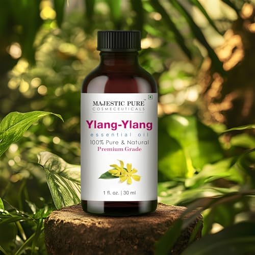 Majestic Pure Essential Oil with Glass Dropper - 100% Pure and Natural - Essential Oils for Diffuser, Aromatherapy, Soap and Candle Making, Ylang Ylang Essential Oil, Ylang Ylang Oil, 1 Fl Oz