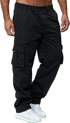 AIFARLD Men's Cargo Pants with Pockets Cotton Hiking Sweatpants Casual Athletic Jogger Sports Outdoor Trousers Relaxed Fit