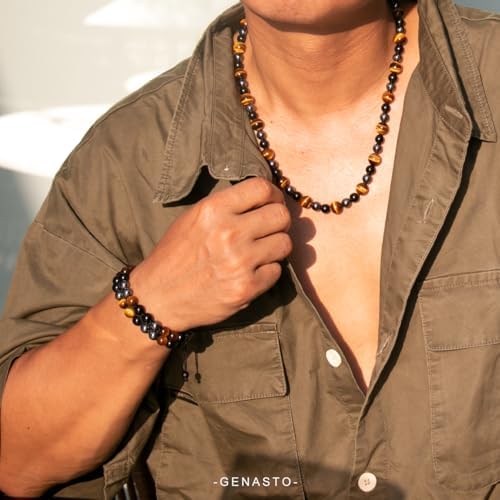 Healing Crystals Tigers Eye Black Obsidian Hematite 8mm Stone Beads Good Luck Triple Protection Bracelet for Men Women