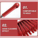 Artibetter 2pcs Dusting Brushes with Stainless Steel Handle, Large Long-Handle Soft Bristle Cleaning Brush Set for Bed, Sofa, and Household Dust Removal – White and Red Multifunctional