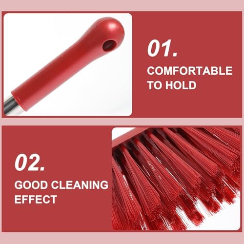 Artibetter 2pcs Dusting Brushes with Stainless Steel Handle, Large Long-Handle Soft Bristle Cleaning Brush Set for Bed, Sofa, and Household Dust Removal – White and Red Multifunctional