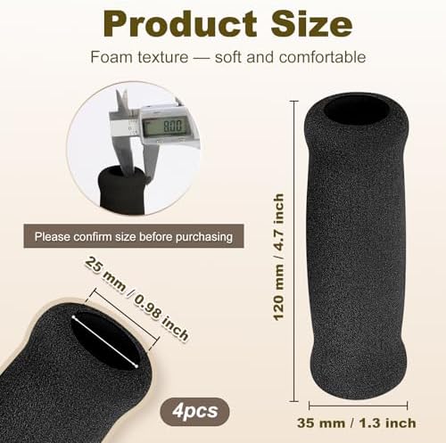 MFE Cane Grip, 4 PCS Foam Handle Covers for Walking & Offset Canes, Comfortable Replacement Hand Grips for Seniors, Non-Slip Crutch Handle Covers, Fits Bicycle Handlebars & Tool Handles