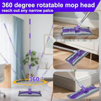 ITTAHO Microfiber Mops for Floor Cleaning ,Wet Dry Flat Mop with Stainless Steel Telescopic Handle,4 Reusable Mop Pads , Dust Mop for Hardwood Floors ,Home,Laminate,Tile,Hardwoods Cleaning (Purple)