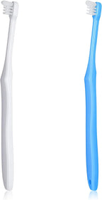 2Pcs End Tuft Toothbrush, Soft Wisdom Toothbrush for Adult, End Tapered Orthodontic Tooth Brush for Periodontal, Interdental Interspace, Dental Detail Cleaning (Blue White)