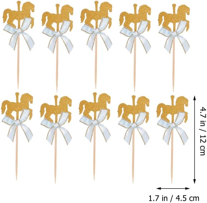 ABOOFAN Carousel Horse Cake Toppers 40Pcs Creative Cupcake Decorations for Birthday Wedding Baby Shower Party Cake Insert Accessories