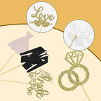 60 Pcs Bride to be Cupcake Toppers,Glitter Wedding Cupcake Toppers I Do Love Heart Ring Cupcake Picks for Bridal Shower Wedding Engagement Party Supplies,Gold