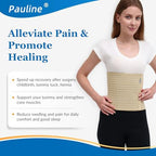 Abdominal Binder Post Surgery - Premium Belly Band for Stomach Support & Compression - Promote Recovery for Postpartum, Hysterectomy, Tummy Tuck, Hernia - Durable No-Fray Belly Wrap Waist Band (Size M 30" - 45", 9" High, Beige)