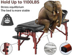 CLORIS 84" Professional Massage Table Portable 3 Folding Lightweight Facial Salon Spa Tattoo Bed Height Adjustable with Carrying Bag & Wooden Leg Hold Up to 1100LBS