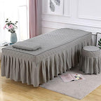 KKLT 4-Piece Microfiber Massage Table Sheet Set,Soft Solid Color Massage Table Skirt Machine Washable Salon Bed Cover for Massage Tables-Grey 190x75cm(75x30inch)