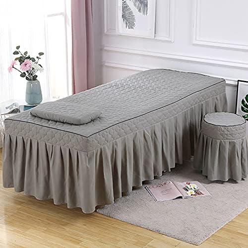 KKLT 4-Piece Microfiber Massage Table Sheet Set,Soft Solid Color Massage Table Skirt Machine Washable Salon Bed Cover for Massage Tables-Grey 190x75cm(75x30inch)