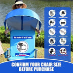 Universal Chair Umbrella Canopy, UPF 50+ Chair Sun Shade Attachment with Adjustable Clamp Fits Most Brands’ Beach, Camping, Lawn, Wheelchair, Tanning, Zero Gravity, Lounge, Fishing Chairs, Patented