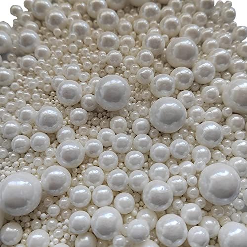 Homankit Edible White Pearl Sugar Sprinkles Candy Mixing Size Baking Cake Decorations Cupcake Toppers Cookie Decorating Wedding Party Valentine's Halloween Christmas Supplies 120g/ 4.23oz