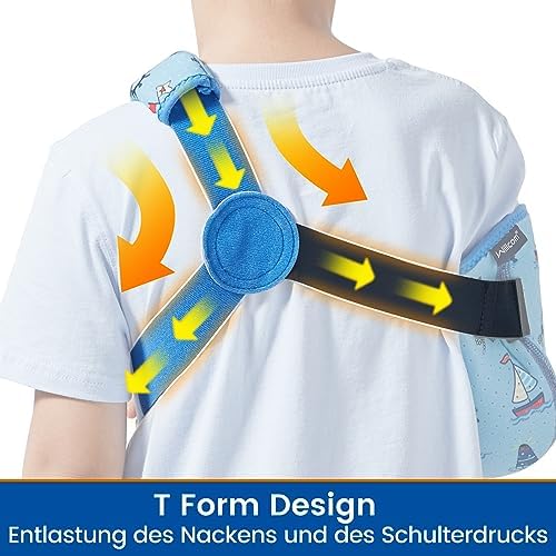 Kids Arm Shoulder Sling with Waist Strap, Immobilizer Brace Support for Broken Arm, Collarbone, Elbow, Wrist (Comfort Version, Right, XS,22.5-26 inch)