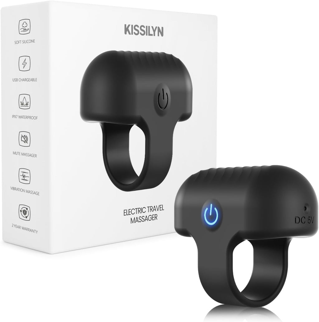 Mini Finger Massage Ball, Waterproof Rechargeable Multifunctional Massager (Black)
